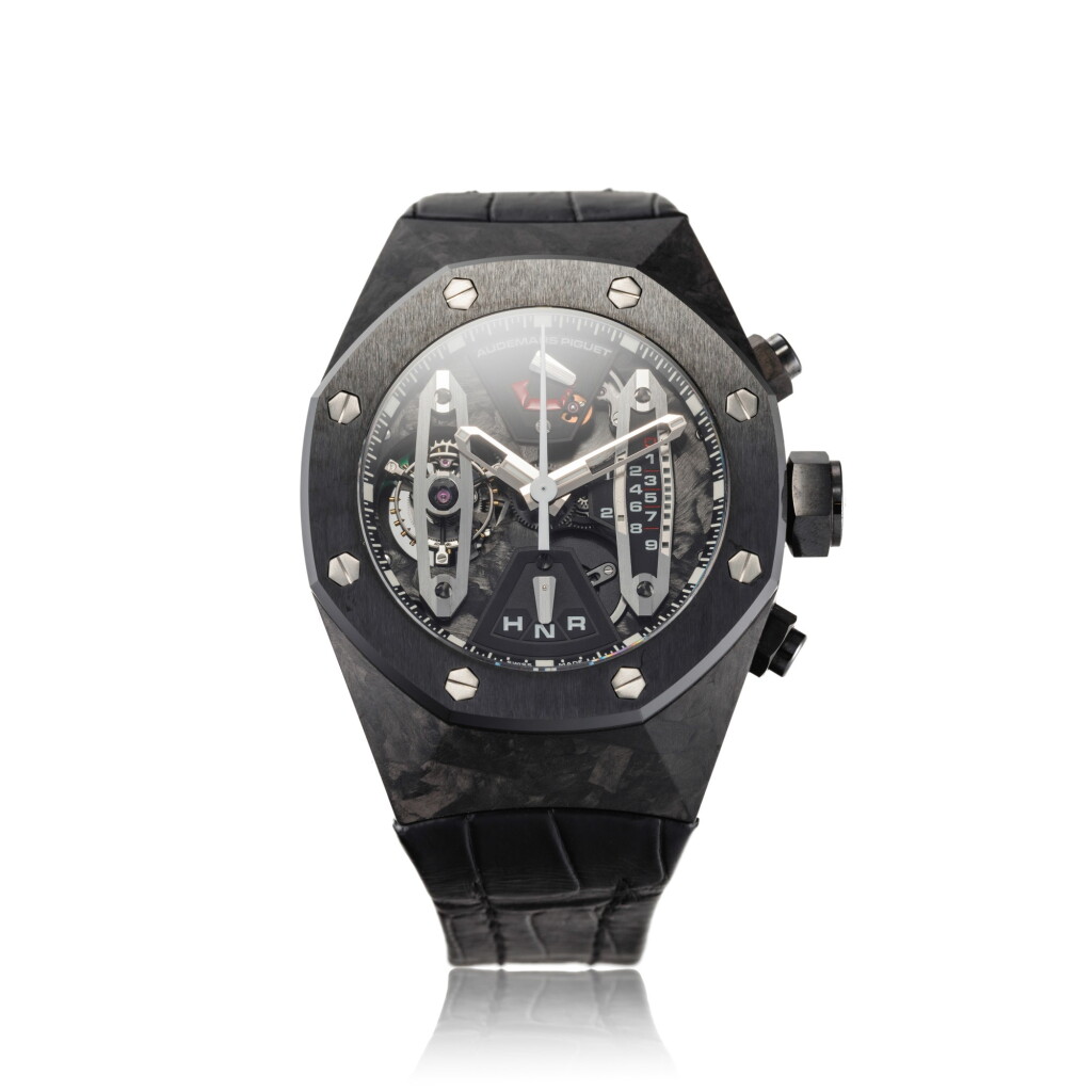 View full screen - View 1 of Lot 20. Reference 26265FO.OO.D002CR.01 Royal Oak Concept | A carbon, ceramic and titanium tourbillon chronograph wristwatch with power reserve and crown position indicator, Circa 2010 | 愛彼 26265FO.OO.D002CR.01 型號 Royal Oak Concept | 碳纖維、陶瓷及鈦金屬陀飛輪計時腕錶備動力儲存及錶冠位置顯示,約2010年製.