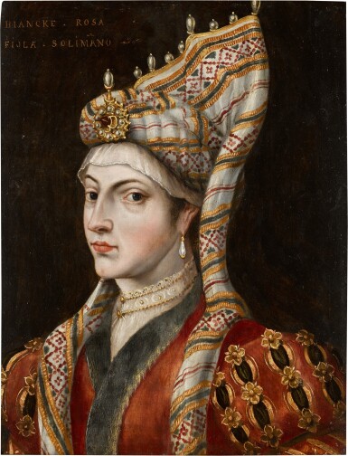 View full screen - View 1 of Lot 168. A portrait of Roxelana (Haseki Hurrem Sultan, 1506-58), by a follower of Titian, Northern Europe, late 16th/early 17th century.