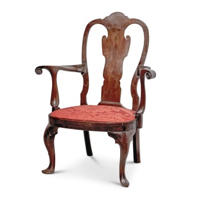 View full screen - View 1 of Lot 210. Queen Anne Walnut Open Armchair, Philadelphia, Pennsylvania, Circa 1760.