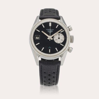 View full screen - View 1 of Lot 339. Reference 3147 Carrera ‘Dato 45’ | A stainless steel chronograph wristwatch with date, Circa 1970.