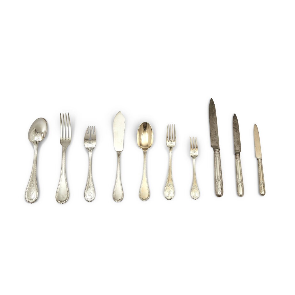 View full screen - View 1 of Lot 1181. A French silver and silver-gilt flatware service, Veuve Risler & Carré, Paris, 20th century.