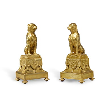 View full screen - View 1 of Lot 1266. WINDSOR: A Pair of Régence Style Gilt-Bronze Chenets, 19th Century .