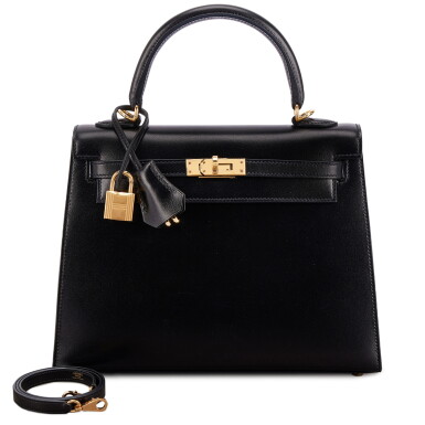 View full screen - View 1 of Lot 514. Black Box Kelly 25 Sellier Gold Hardware, 2024.