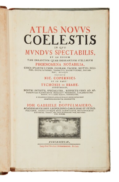 View full screen - View 1 of Lot 134. Doppelmayr, Johannes Gabriel | With diagrams illustrating the planetary systems of Copernicus, Tycho, and Riccioli.