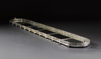 View full screen - View 1 of Lot 28. A George III silver mirror plateau in six sections, Benjamin Smith, London, 1807, retailed by Rundell, Bridge & Rundell, with additions, John Bridge of Rundell, Bridge & Rundell, undated, 1823-1834.
