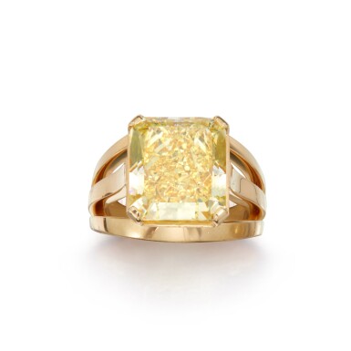 View full screen - View 1 of Lot 139. Fancy Intense Yellow Diamond and Colored Diamond Ring.