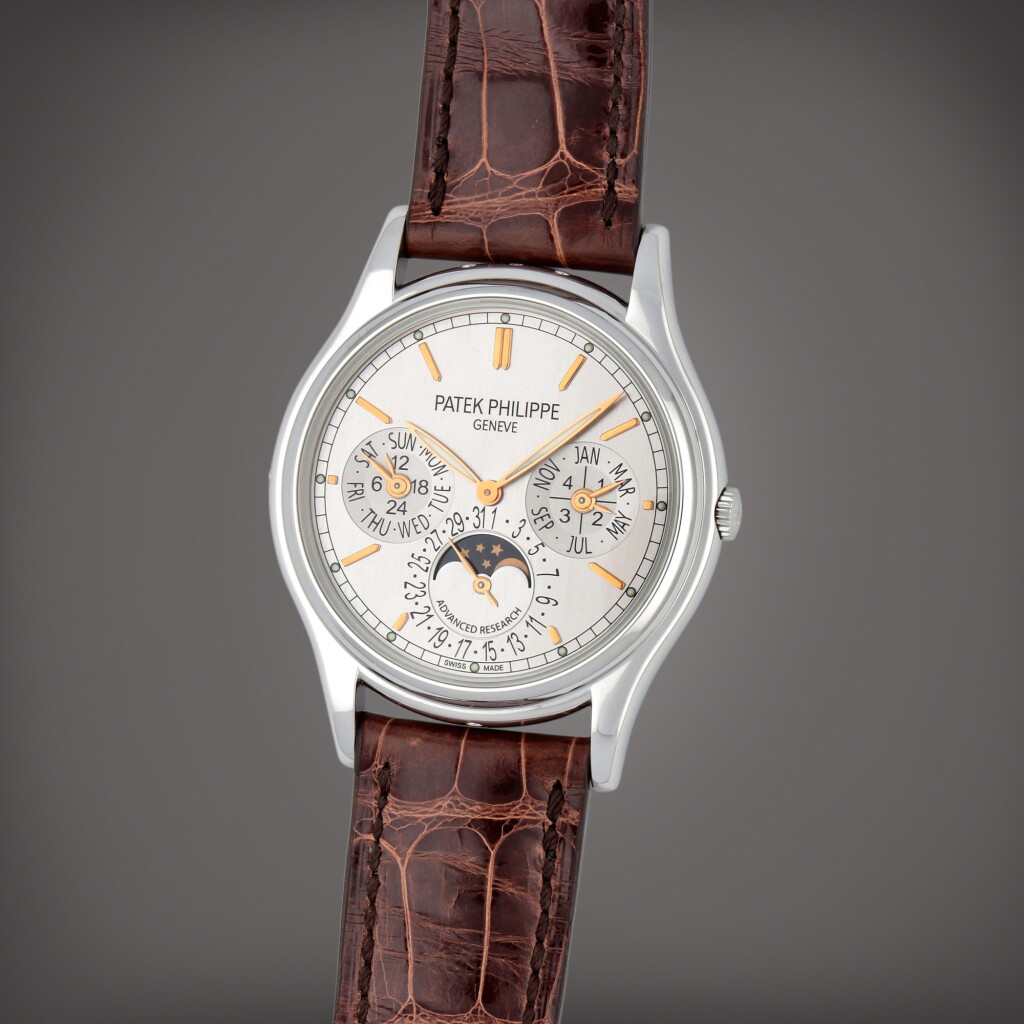 View full screen - View 1 of Lot 93. Advanced Research, Reference 5550P-001 | A limited edition platinum perpetual calendar wristwatch with moon phases, 24 hour indication and leap year indication | Circa 2014.