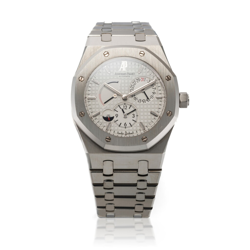 View full screen - View 1 of Lot 117. Reference 26120ST.OO.1220ST.01 Royal Oak | A stainless steel automatic dual time wristwatch with date, power reserve and bracelet, Circa 2008 | 愛彼 26120ST.OO.1220ST.01 型號 Royal Oak | 精鋼自動上鏈兩地時間鍊帶腕錶備日期及動力儲存顯示,約2008年製.