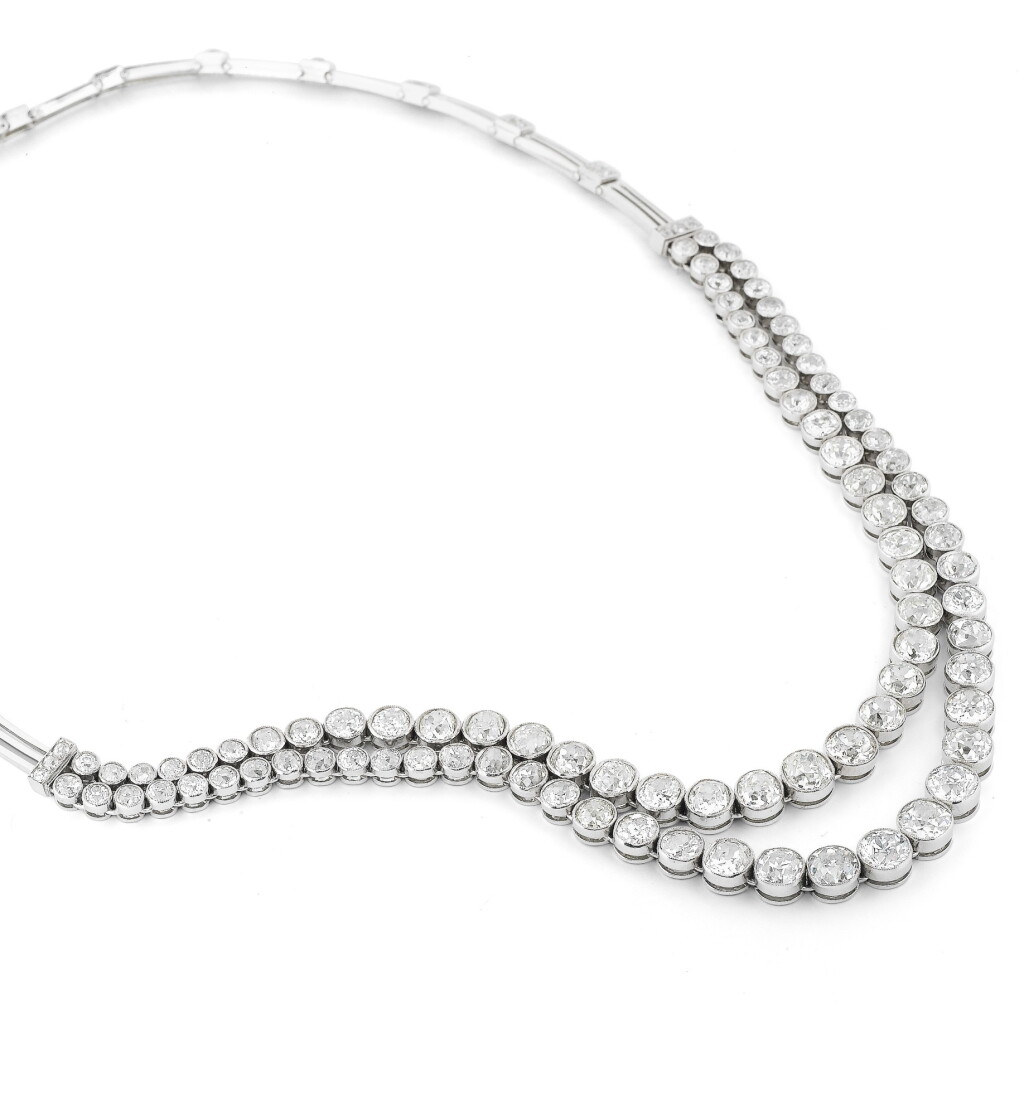 View full screen - View 1 of Lot 48. Collier diamants | Diamond necklace.