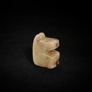 View full screen - View 1 of Lot 9423. A pale celadon jade bear, Shang dynasty | 商 青白玉熊.