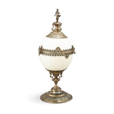 View full screen - View 1 of Lot 207. A silver-gilt-mounted ostrich egg cup, J.D. Schleissner Sohne, Hanau, circa 1890.