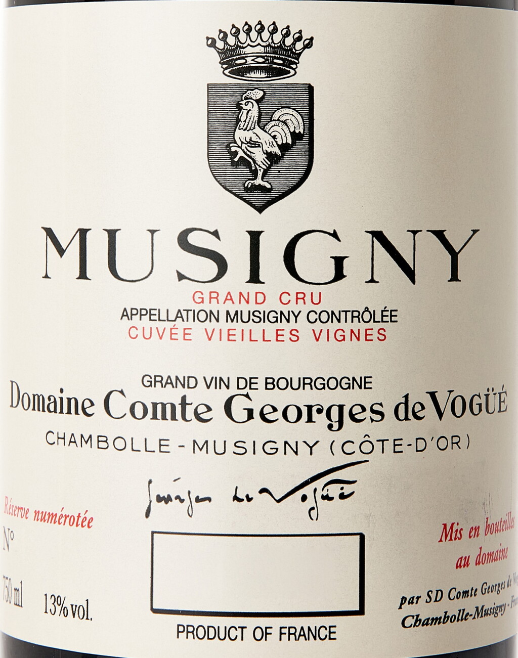 View full screen - View 1 of Lot 9050. Musigny, Cuvée Vieilles Vignes 2000 Comte Georges de Vogüé (12 BT).