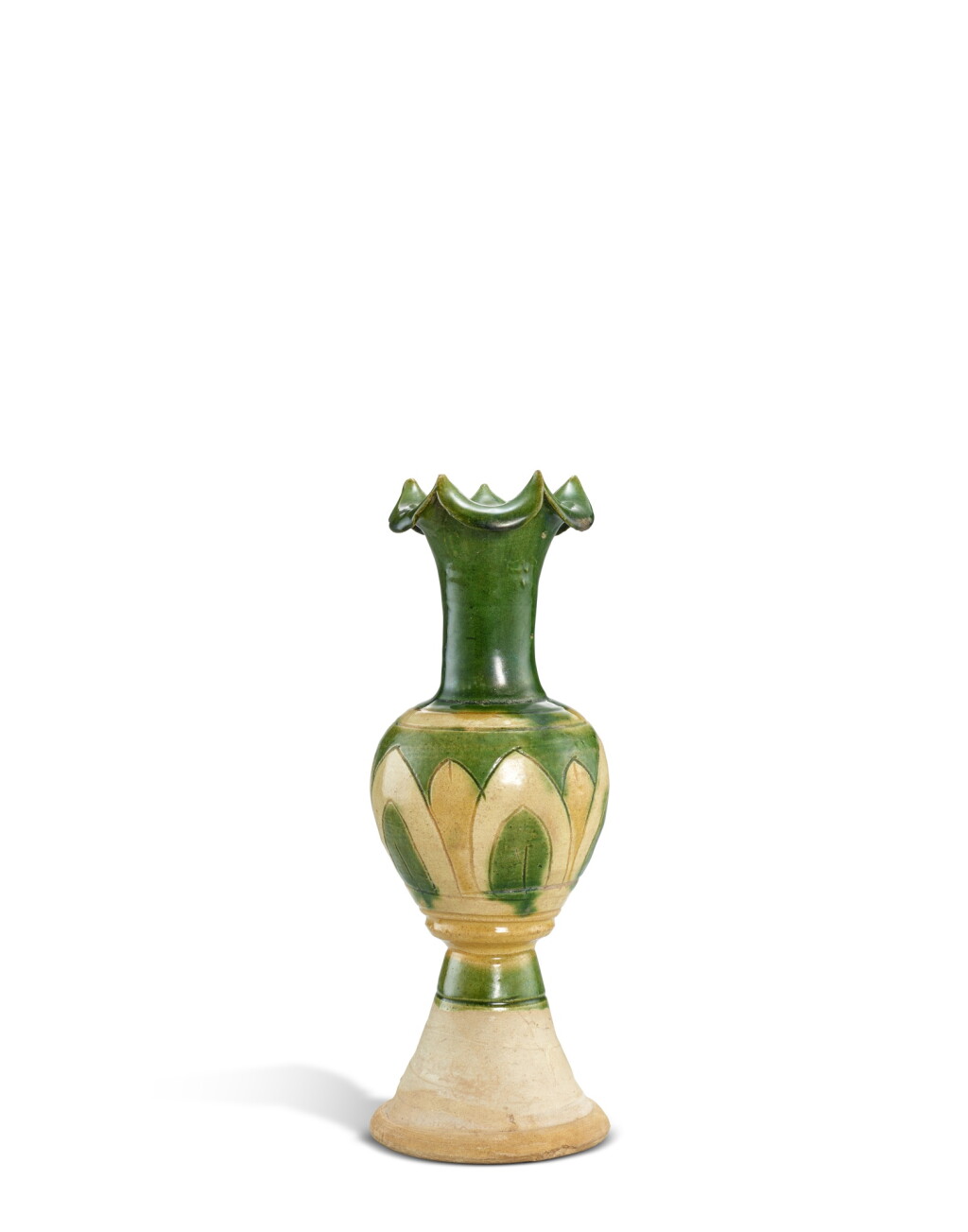 View full screen - View 1 of Lot 3719. A sancai-glazed foliate-rim vase, Liao dynasty | 遼 三彩瓣紋花口瓶.