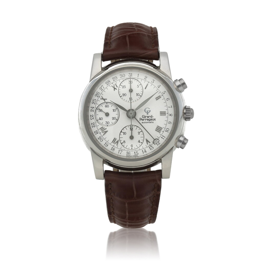 View full screen - View 1 of Lot 570. Ref. 9000 Platinum chronograph wristwatch with date Circa 2000.