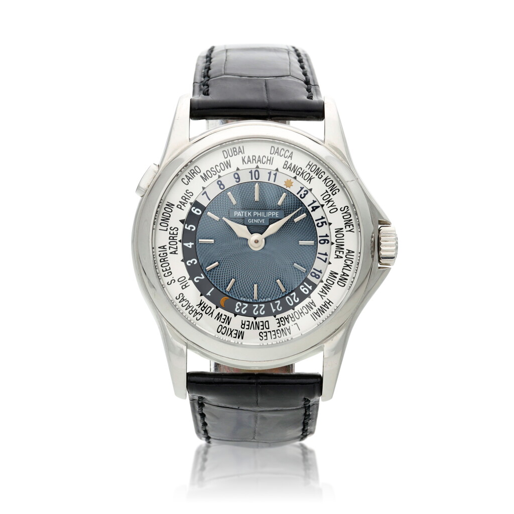 View full screen - View 1 of Lot 146. Reference 5110, A platinum automatic world time wristwatch, Circa 2005 百達翡麗 5110 型號鉑金自動上鏈世界時間腕錶,約2005年製.