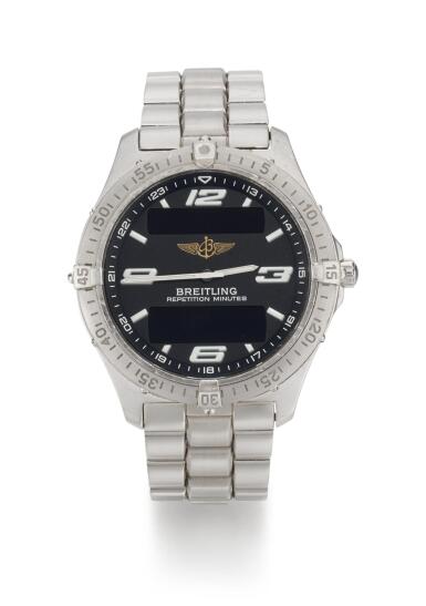 View full screen - View 1 of Lot 29. BREITLING | AEROSPACE, REFERENCE J65362, WHITE GOLD MINUTE-REPEATING CHRONOGRAPH WRISTWATCH WITH DIGITAL DISPLAY, DATE AND BRACELET, CIRCA 2005.