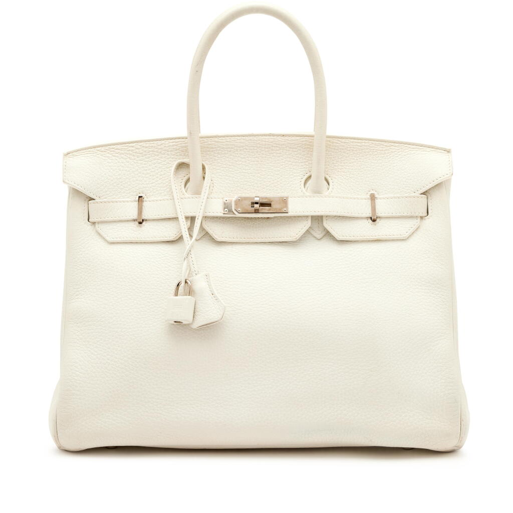 View full screen - View 1 of Lot 166. White Clemence Togo Birkin 35 Palladium Hardware, 2012.