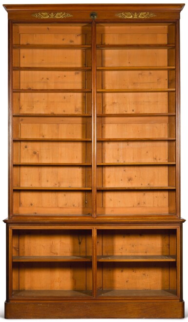 View full screen - View 1 of Lot 85. A Victorian neo-classical style gilt-brass mounted mahogany library bookcase, circa 1872, the design possibly James Piers St Aubyn.