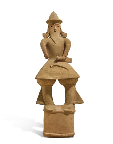View full screen - View 1 of Lot 2017. A Haniwa model of a warrior, Kofun period, 5th – 6th century | 埴輪 盛装の男子 古墳時代 5~6世紀 .