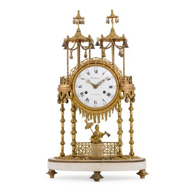 View full screen - View 1 of Lot 64. A Louis XVI ormolu and white marble mantel clock, Ferdinand Berthoud, Paris, circa 1785.