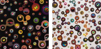 View full screen - View 1 of Lot 244. TAKASHI MURAKAMI | JELLYFISH EYES - BLACK 4; AND JELLYFISH EYES - WHITE 5.