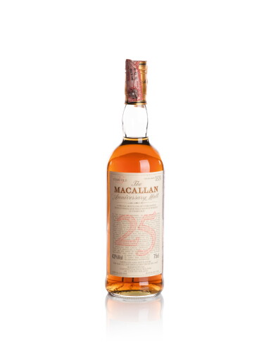 View full screen - View 1 of Lot 46. THE MACALLAN 25 YEAR OLD ANNIVERSARY MALT 43.0 ABV 1965 .