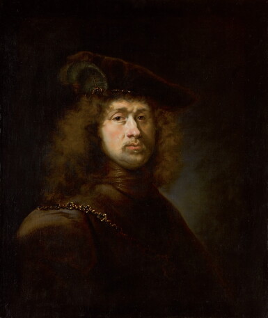 View full screen - View 1 of Lot 48. JOHANN SPILBERG | Portrait of a gentleman, bust-length, wearing a feathered beret.