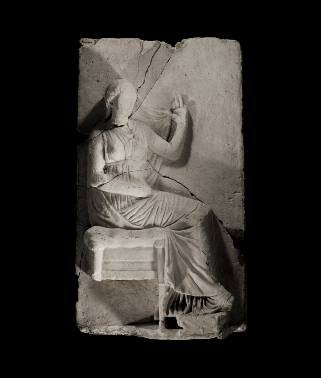 View full screen - View 1 of Lot 25. A Hellenistic Marble Grave Stele, circa 3rd century B.C..