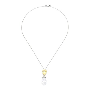 View full screen - View 1 of Lot 1002. Fancy vivid yellow diamond necklace.