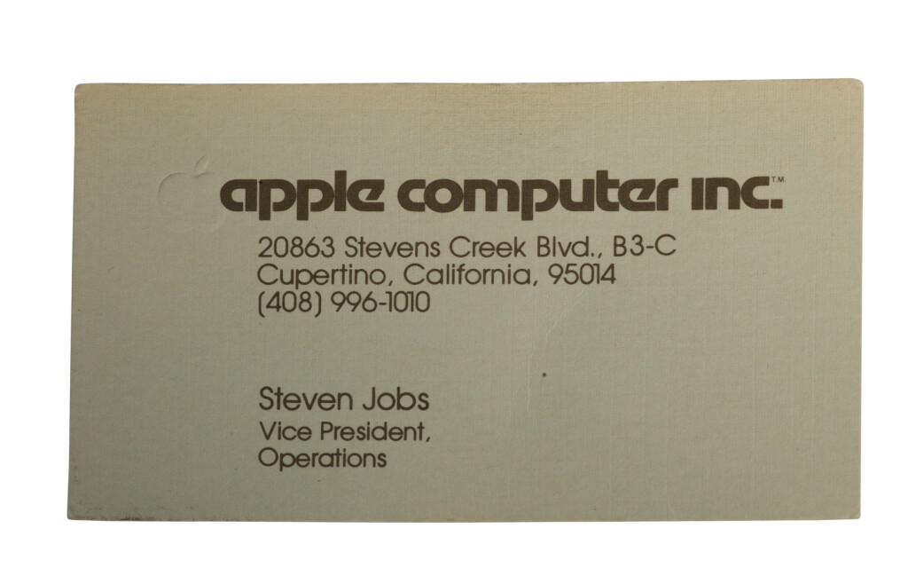 View full screen - View 1 of Lot 21. Steve Jobs Apple Computer Business Card, c. 1977.