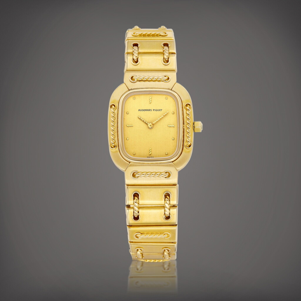 View full screen - View 1 of Lot 839. Rope | A yellow gold bracelet watch, Circa 1980 | 愛彼 | Rope | 黃金鏈帶腕錶,約1980年製.