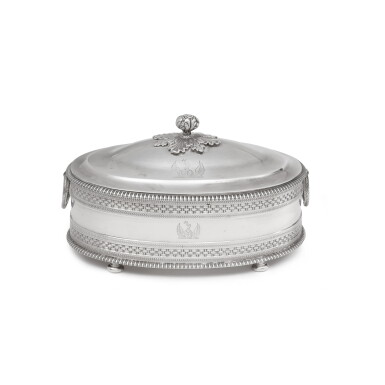 View full screen - View 1 of Lot 131. A George III Silver Butter Dish and Cover, John Emes, London, 1806.