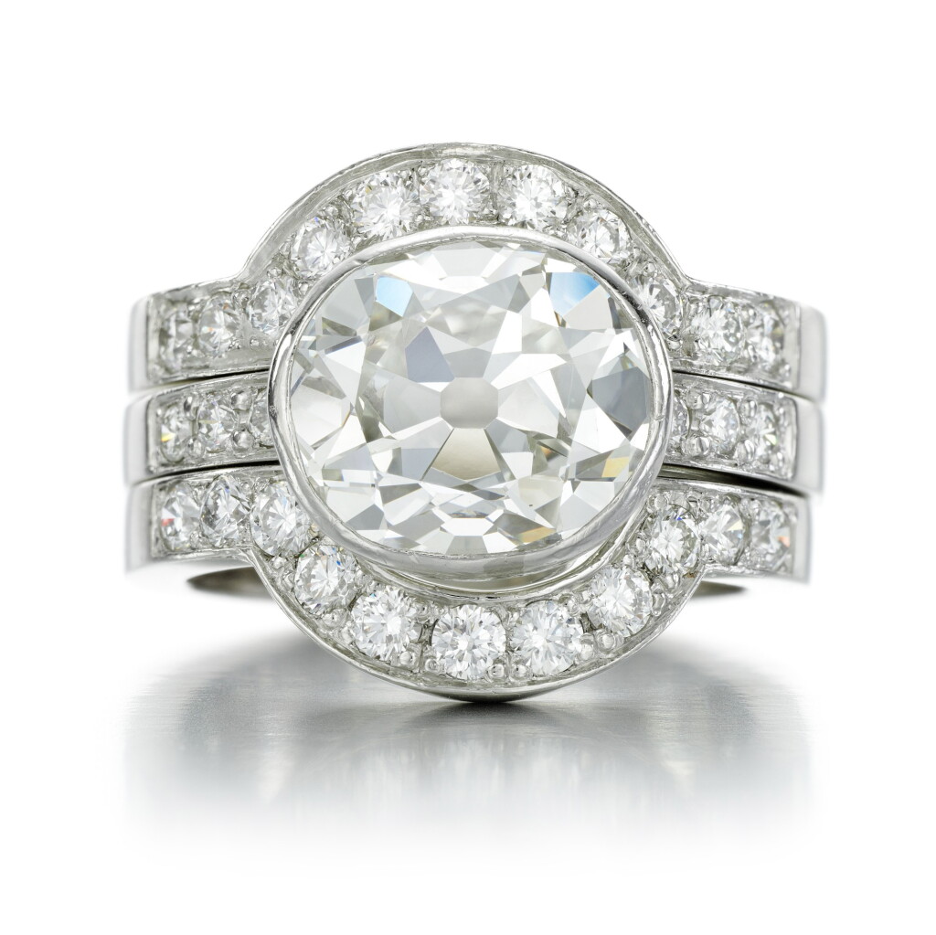 View full screen - View 1 of Lot 10. Diamond ring and two additional diamond bands.