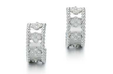 View full screen - View 1 of Lot 9123. PAIR OF GOLD AND DIAMOND EAR CLIPS, 'PERLÉE CLOVER', VAN CLEEF & ARPELS |K金 配 鑽石 耳環一對, 'Perlée Clover', 梵克雅寶(Van Cleef & Arpels).