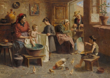 View full screen - View 1 of Lot 118. EUGENIO ZAMPIGHI | A HAPPY FAMILY.