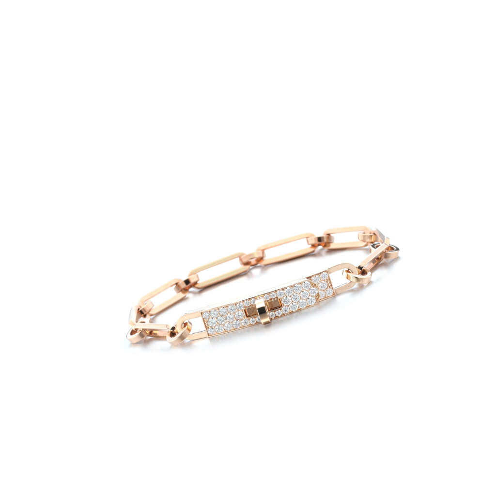 View full screen - View 1 of Lot 3154. 18K Rose Gold and Diamond Kelly Chaine Bracelet.