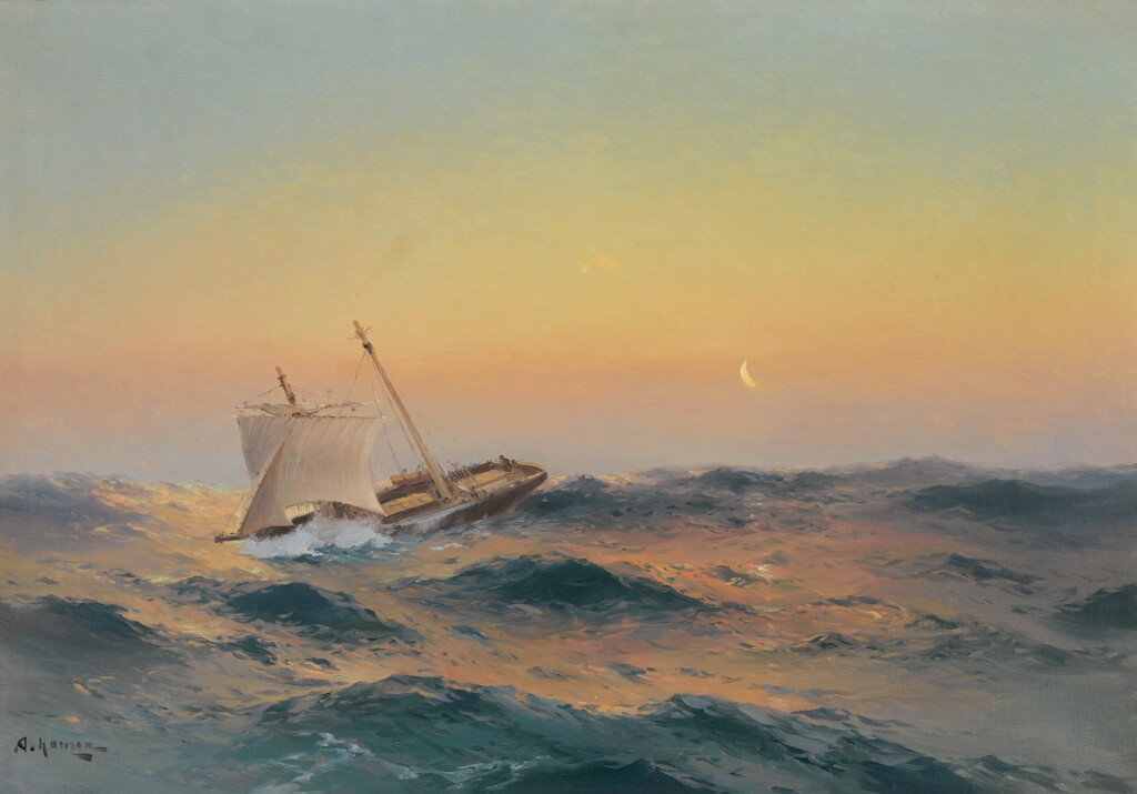 View full screen - View 1 of Lot 10. ALEXEI VASILIEVICH HANZEN | STORMY SEA AT DUSK.