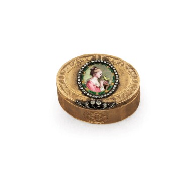 View full screen - View 1 of Lot 230. A jewelled gold and enamel snuff box, probably Hanau, circa 1785,.