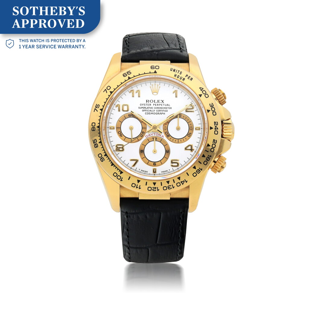 View full screen - View 1 of Lot 14. 'ZENITH' DAYTONA, REF 16518 YELLOW GOLD CHRONOGRAPH WRISTWATCH CIRCA 2000.