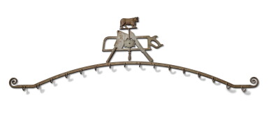 View full screen - View 1 of Lot 244. Wrought- and Cast-Iron Meat Rack, Bernard Gloekler, Pittsburgh, Pennsylvania, Patent June 25, 1889.