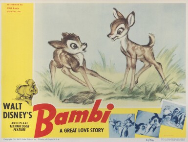 View full screen - View 1 of Lot 65. Bambi (1942), lobby card, US.