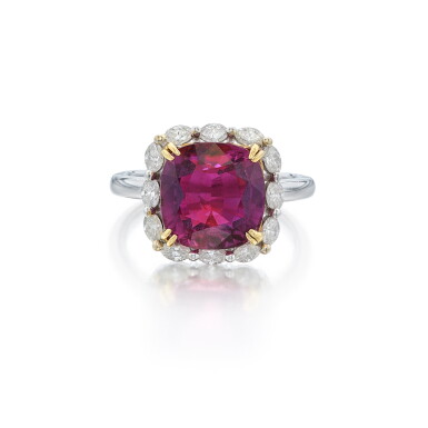 View full screen - View 1 of Lot 365. Colored Sapphire and Diamond Ring.