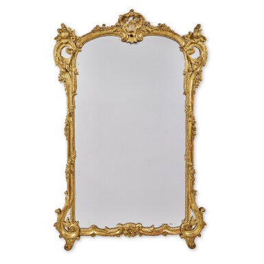 View full screen - View 1 of Lot 348. An Early Louis XV Carved Giltwood Mirror, Second Quarter 18th Century.