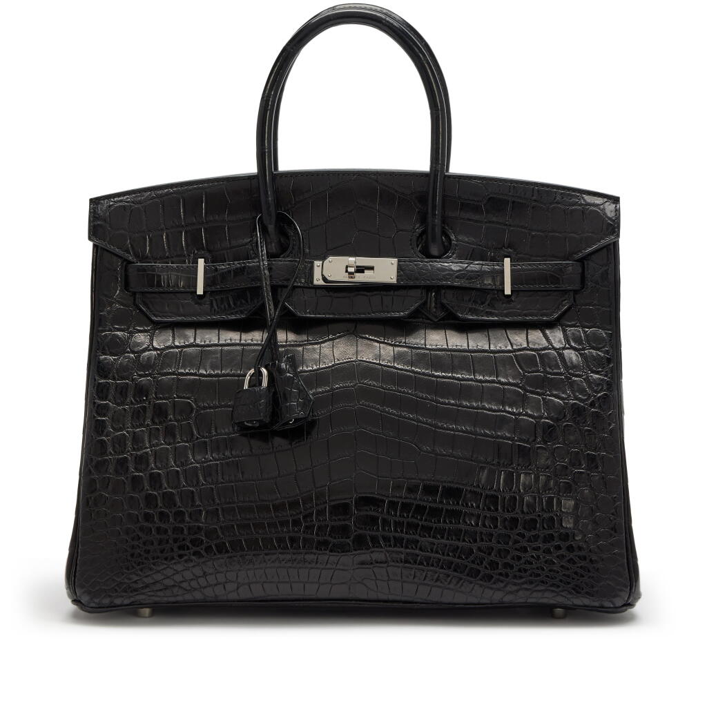 View full screen - View 1 of Lot 53. Black Matte Niloticus Crocodile Birkin 35 Palladium Hardware, 2010.