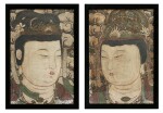 TWO RARE STUCCO PANELS OF BODHISATTVAS, PROBABLY SONG/JIN DYNASTY | DEUX RARES PANNEAUX EN STUC PEINT, PROBABLEMENT DYNASTIE SONG-JIN