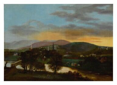 View full screen - View 1 of Lot 111. AMERICAN SCHOOL, 19TH CENTURY | VIEW OF THE VALLEY NEAR THE DELAWARE WATER GAP FROM NEW JERSEY.