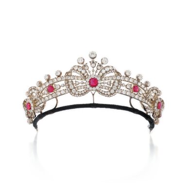 View full screen - View 1 of Lot 1085. Impressive ruby and diamond tiara, circa 1896.