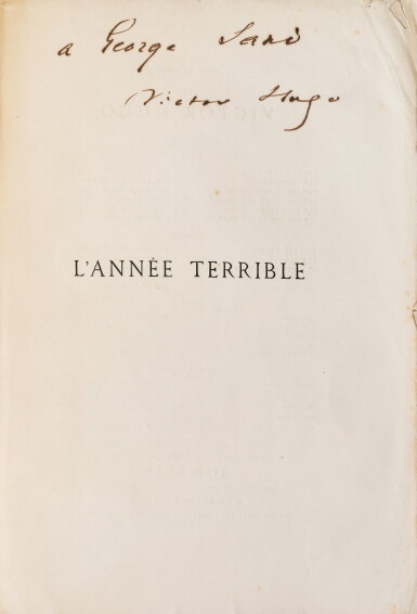 View full screen - View 1 of Lot 118. L'Année terrible. 1872. Broché. Exemplaire de George Sand, avec envoi..