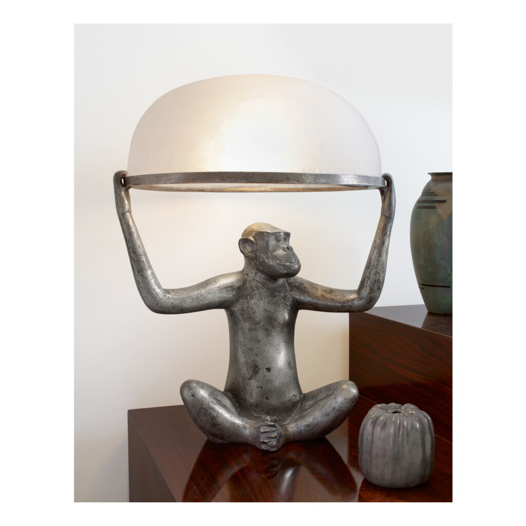 View full screen - View 1 of Lot 124. FRANÇOIS-XAVIER LALANNE | "SINGE ALLUMÉ" TABLE LAMP.