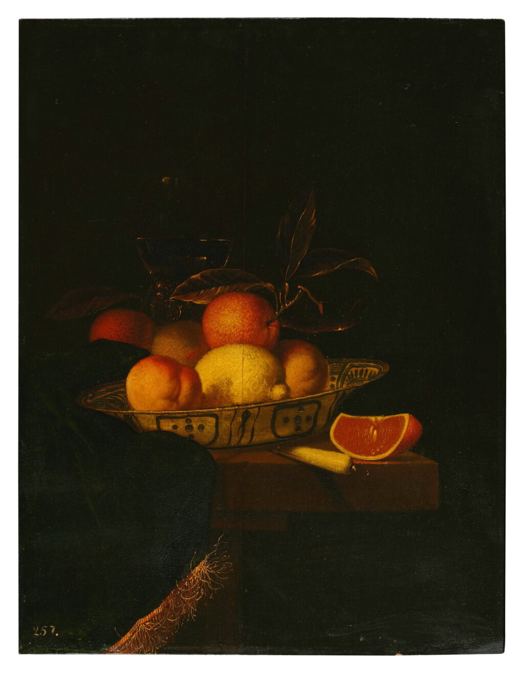 View full screen - View 1 of Lot 29. Still life of assorted fruit in a Wanli porcelain bowl.